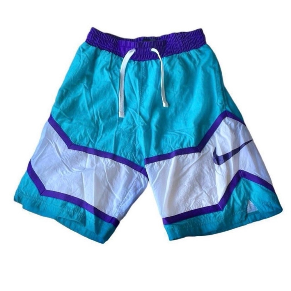 Nike Men’s Vibrant Teal & Purple Throwback Retro Basketball Shorts - Picture 4 of 7